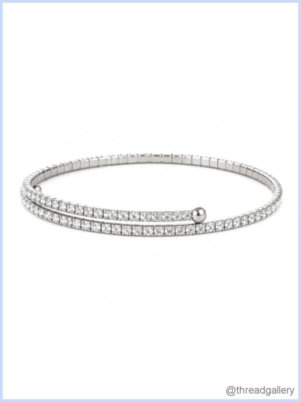 2mm Silver Tennis Bracelet, Recycled Crystal Stretch Bangle